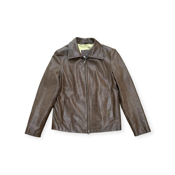 Guess Brown Leather Jacket - Picture 1 of 8